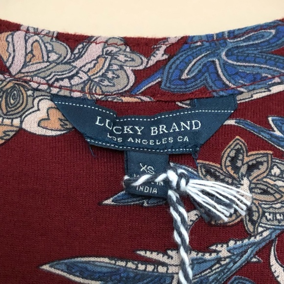 NWT Lucky Brand Burgundy Floral Blouse Top - Picture 6 of 8